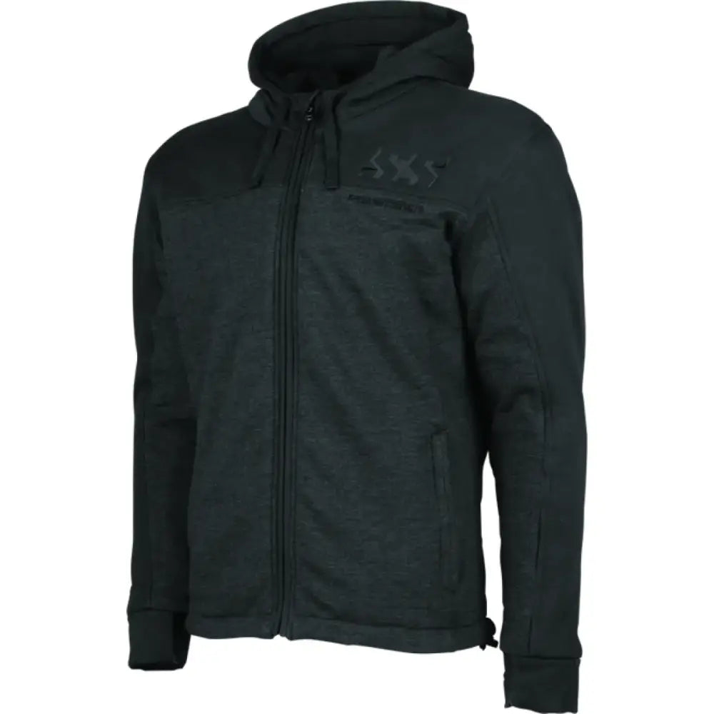 Dark hooded zip-up armored hoody, Strength Hammer style, in black 2XL