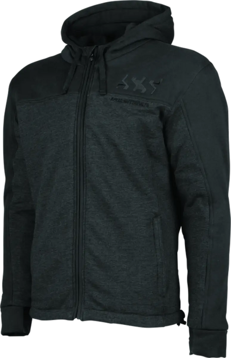 Dark hooded zip-up armored hoody, Strength Hammer style, in black 2XL