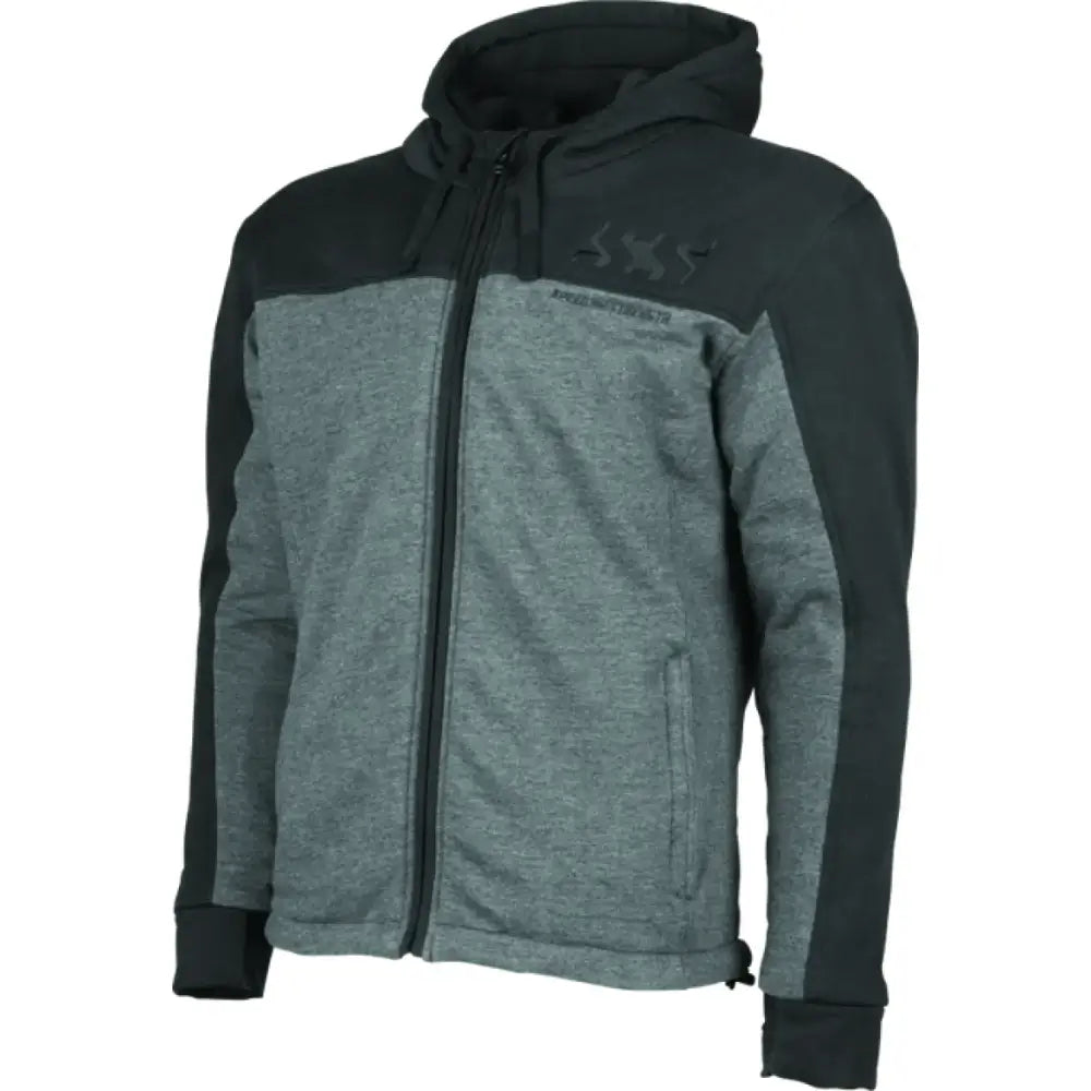 Two-tone black grey armored hoody with strength hammer design in 2XL size