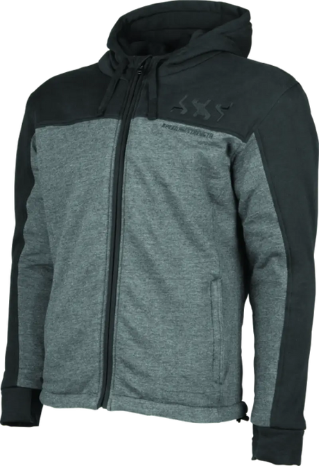 Speed and Strength Hammer Down Armored Hoody in black and grey, two-tone hooded zip-up jacket