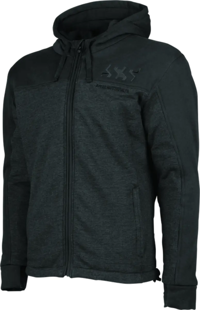 Dark hooded zip-up armored hoody from Speed and Strength Hammer series in black XL
