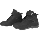 Pair of black motorcycle boots from Speed and Strength Moment of Truth Leather Shoe