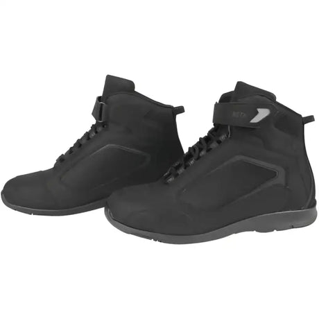 Pair of black motorcycle boots from Speed and Strength Moment of Truth Leather Shoe
