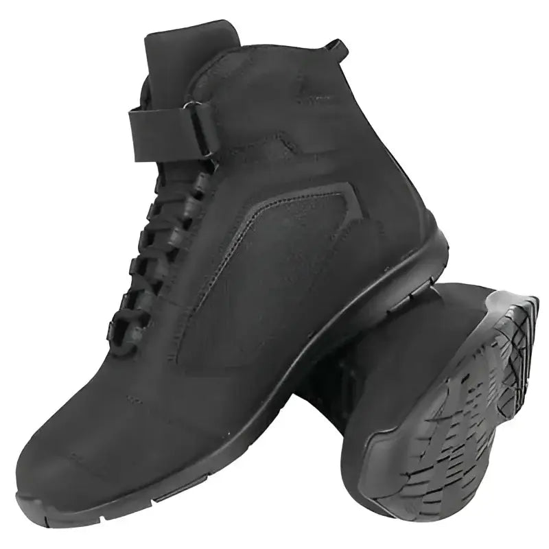 Black high-top motorcycle boots from Speed and Strength Moment of Truth Leather Shoe Black