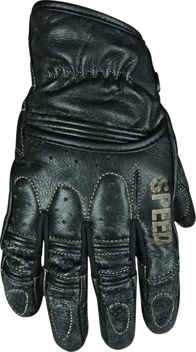 Black leather motorcycle glove from Speed and Strength Rust and Redemption Leather Gloves Black XL