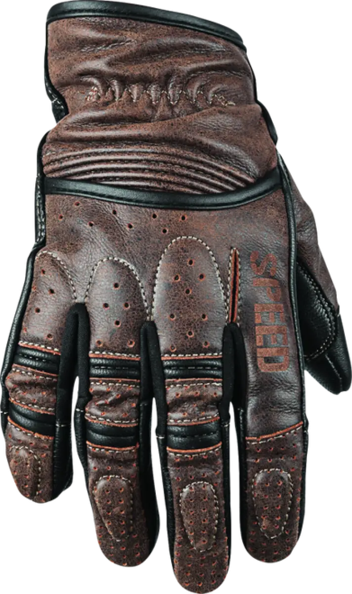 Brown leather motorcycle glove from Speed and Strength Rust and Redemption Leather Gloves collection