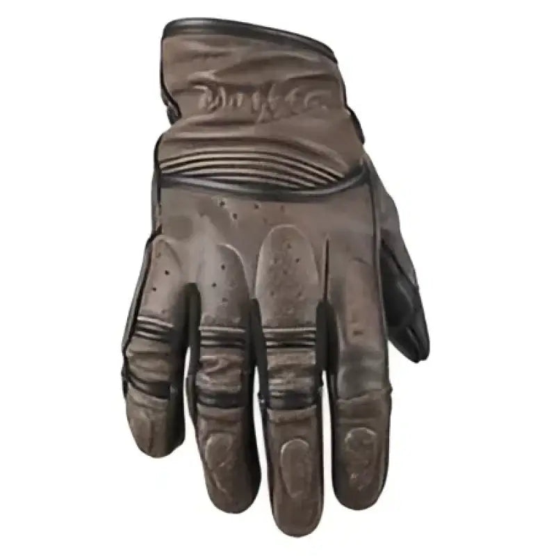 Distressed brown leather motorcycle glove from Speed and Strength Rust and Redemption collection