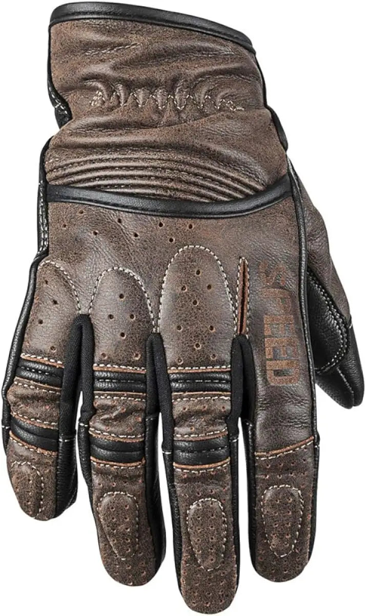 Brown Speed and Strength Rust and Redemption Leather Gloves for motorcycle riding
