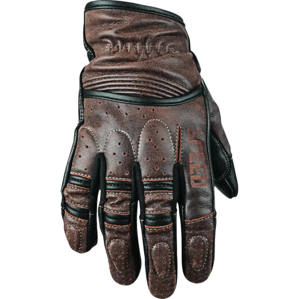 Brown leather motorcycle glove from Speed and Strength Rust and Redemption Leather Gloves XL