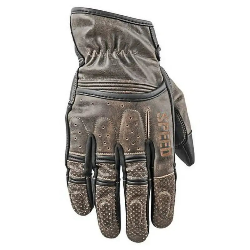 Distressed brown leather motorcycle glove from Speed and Strength Rust and Redemption Leather Gloves XL