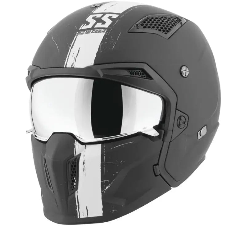 Speed and Strength SS2400 Tough As Nails Helmet Black/White - Small, durable construction, modern design, enhanced safety, comfortable fit.
