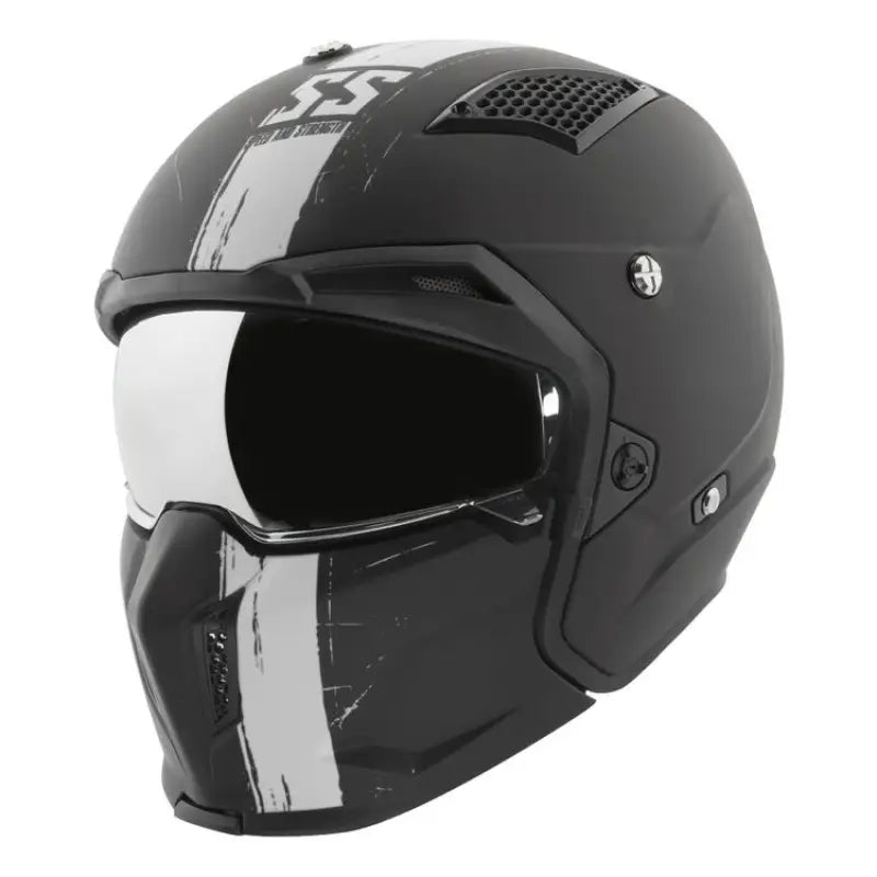 Speed and Strength SS2400 Tough As Nails Helmet Black/White - Small front view.