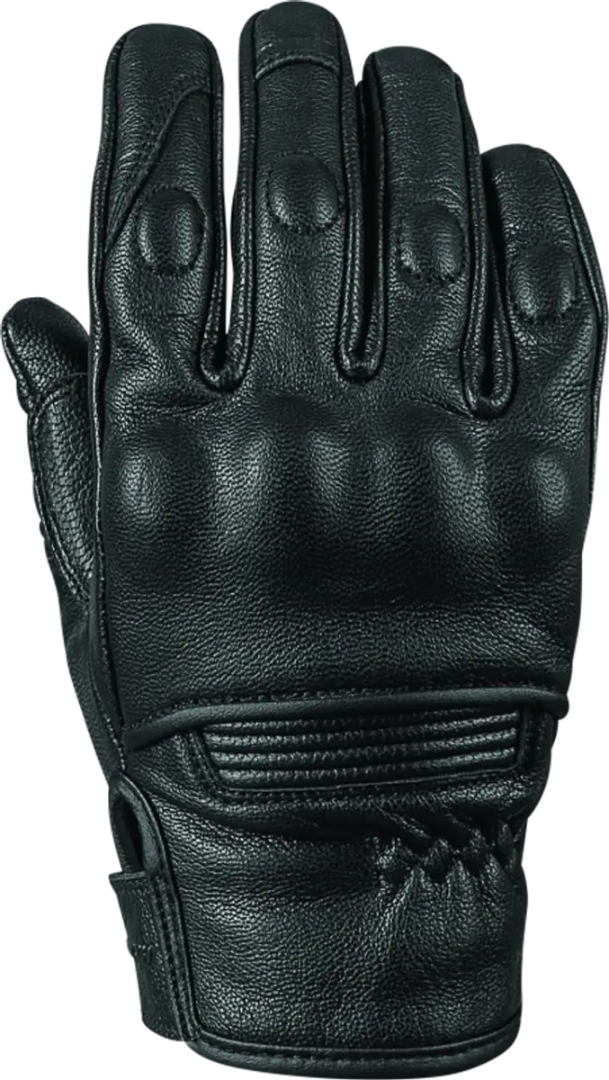 Black leather motorcycle glove from Speed and Strength with throttle body leather feel