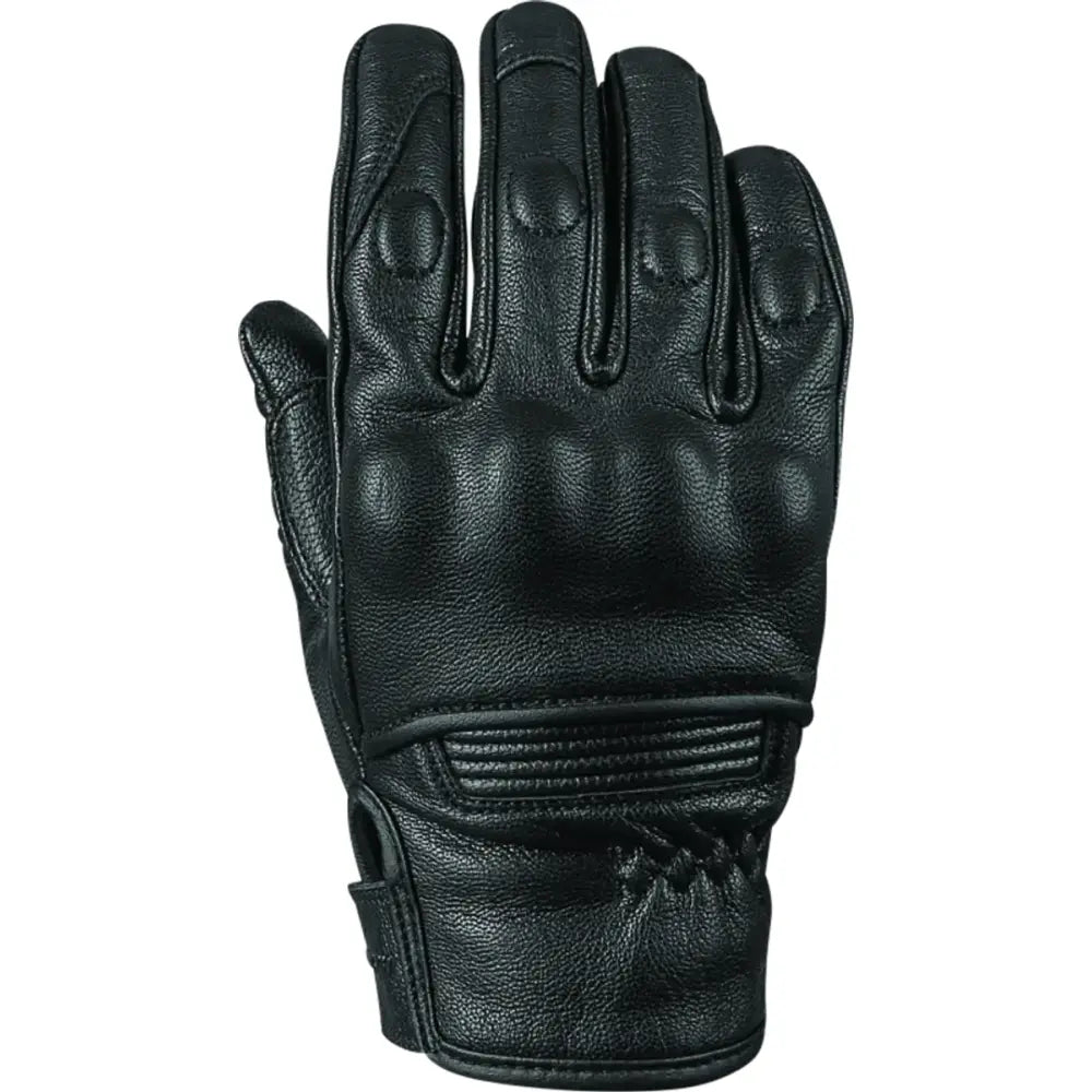 Black leather motorcycle glove from Speed and Strength with throttle body leather feel
