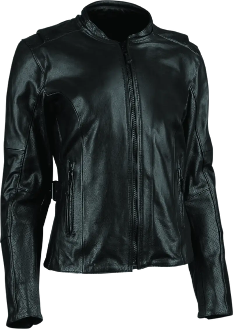 Black leather jacket from Speed and Strength Throttle Body collection for women