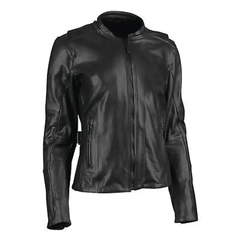 Black leather motorcycle jacket from Speed and Strength Throttle Body series