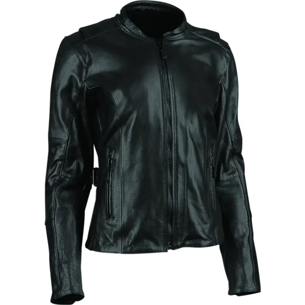 Black leather jacket from Speed and Strength Throttle Body Leather collection for women