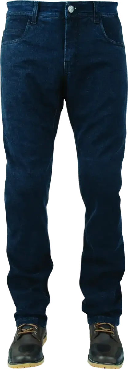 Dark blue True Grit Jeans with brown boots showcasing strength true style