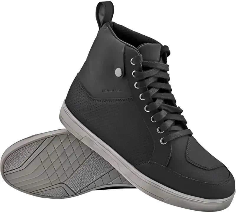 Black high-top sneaker.
