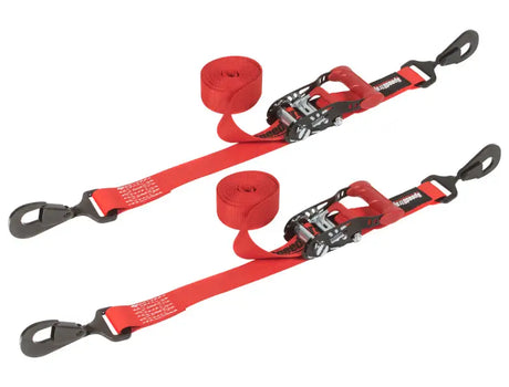 Two red 2in x 10ft ratchet tie-down straps for RV parts & accessories