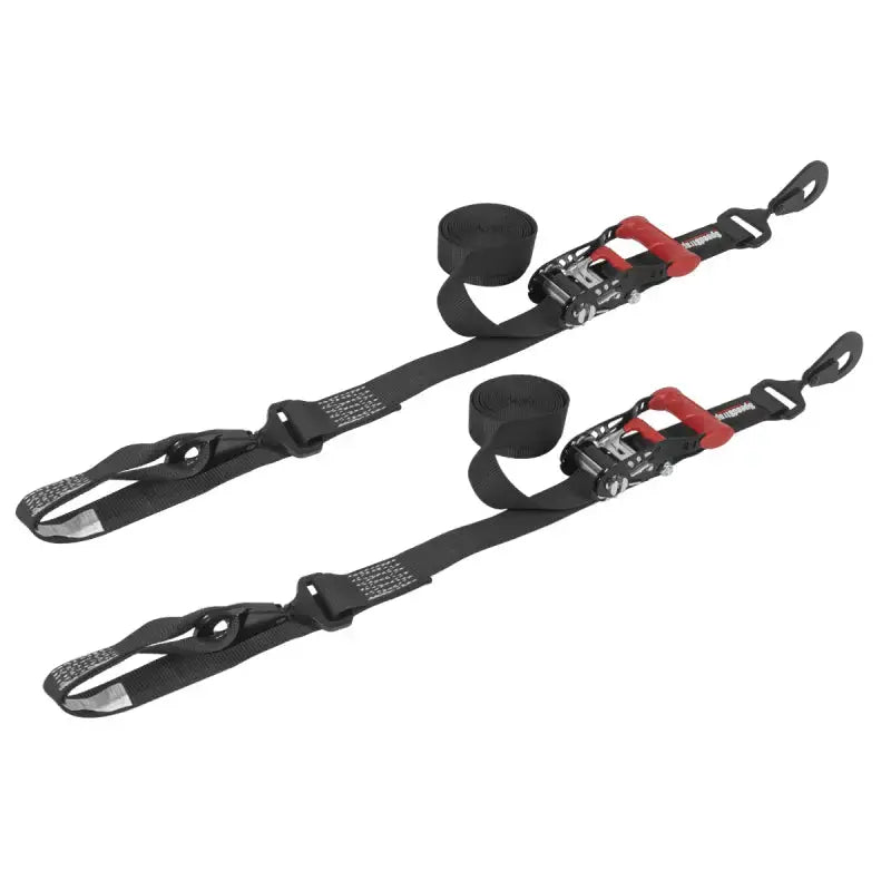 SpeedStrap 1 1/2In x 10Ft Ratchet Tie-Down w/ Soft-Tie (2 Pack) - Black - Truck & Automotive