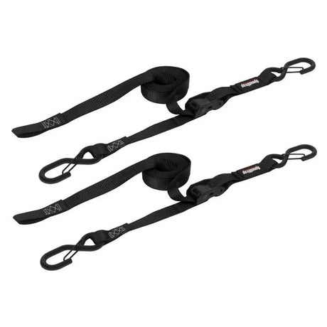 SpeedStrap 1In x 10Ft CAM-Lock Tie Down w/ Snap FtSFt Hooks (2 Pack) - Black - Truck Bed Accessories
