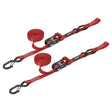 SpeedStrap 1In x 15Ft Ratchet Tie Down w/ Snap FtSFt Hooks Soft (2 Pack) - Red