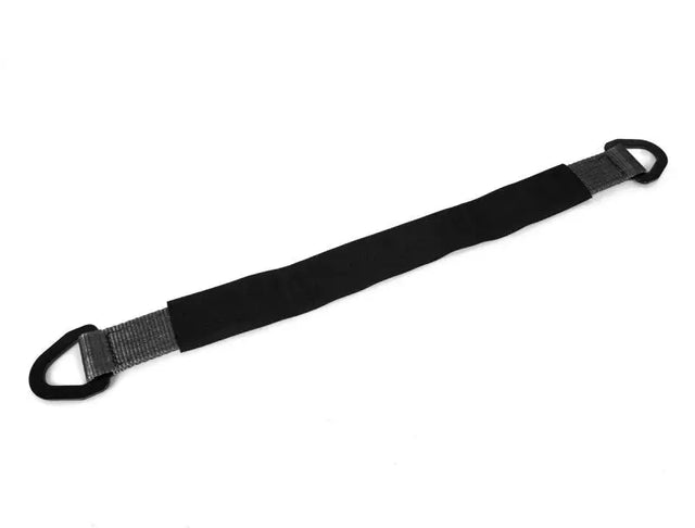 Black nylon SpeedStrap 2in x 30in axle strap with D-Rings on triangular loops
