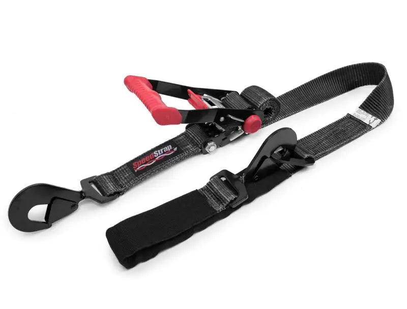 SpeedStrap 2In x 8Ft Ratchet Tie Down w/ Twisted Snap Hooks & Axle Strap Combo - Black - Truck Automotive