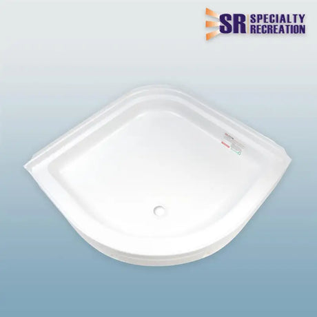 White corner shower pan with central drain, SPR3434WC radius shower pan for easy install