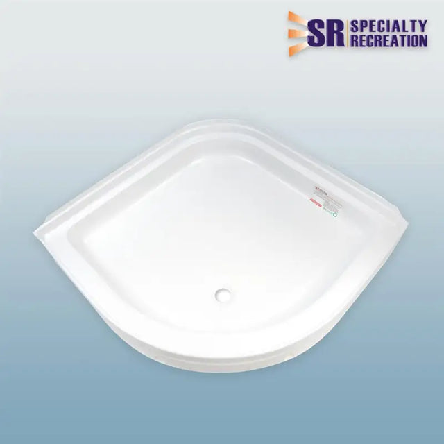 White corner shower pan with central drain, SPR3434WC radius shower pan for easy install