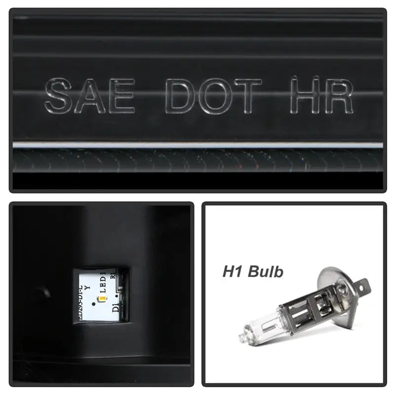 Automotive super duty projector LED headlight with SAE DOT HR markings and H1 bulb
