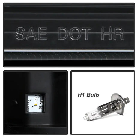 Automotive super duty projector LED headlight with SAE DOT HR markings and H1 bulb