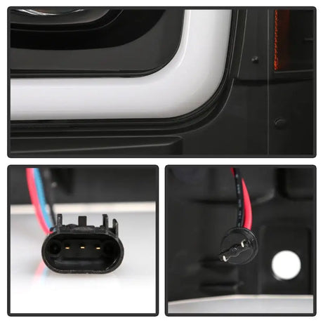 Automotive LED tail light assembly with wiring connectors for Super Duty projector LED headlights