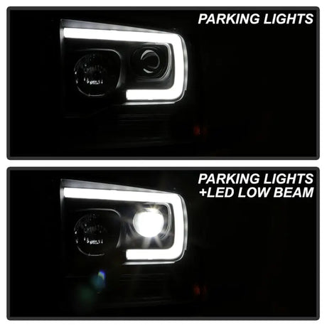 Aftermarket super duty projector LED headlights with integrated LED daytime running lights