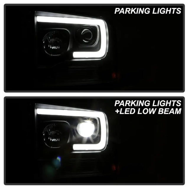 Aftermarket super duty projector LED headlights with integrated LED daytime running lights