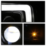 Black housing super duty projector LED headlights with daytime running lights and amber turn signals