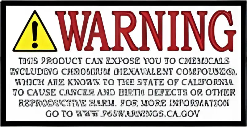 Warning label about chemicals on Spyder 15-19 Subaru Impreza WRX LED tail lights