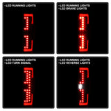 Four illuminated LED tail lights showing different functions for Ford F250 SD LED tail lights
