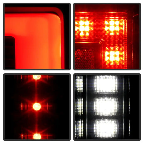 Automotive LED tail lights with red and white sections for Ford F250 SD Tail Lights