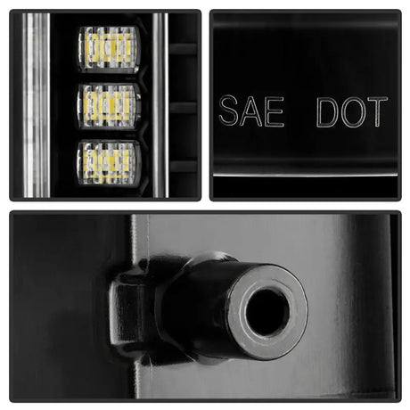 Black automotive LED tail lights assembly with three units and rear connector for Ford F250