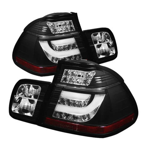 Spyder BMW E46 3-Series 02-05 4Dr Light Bar Style LED Tail Lights Black ALT-YD-BE4602-4D-LBLED-BK - Truck & Automotive