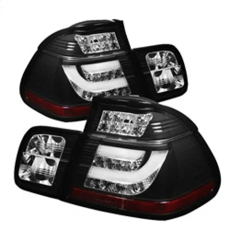 Spyder BMW E46 3-Series 02-05 4Dr Light Bar Style LED Tail Lights Black ALT-YD-BE4602-4D-LBLED-BK - Truck & Automotive