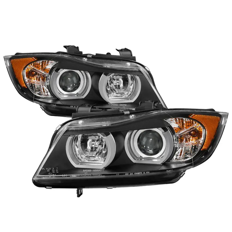 Spyder BMW E90 3-Series 06-08 4DR Headlights - Halogen Model Only - Black PRO-YD-BMWE9005V2-AM-BK - Truck & Automotive