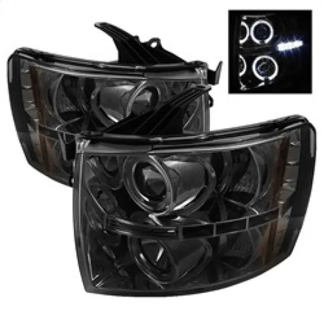 Spyder Chevy Silverado 1500 07-13 Projector Headlights LED Halo Smke PRO-YD-CS07-HL-SM - Truck & Automotive