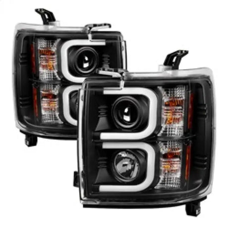 Spyder Chevy Silverado 2014-16 2500 HD Projector Headlights Light Bar DRL Blk PRO-YD-CSHD14-LBDRL-BK - Truck &