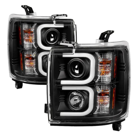 Spyder Chevy Silverado 2014-16 2500 HD Projector Headlights Light Bar DRL Blk PRO-YD-CSHD14-LBDRL-BK - Truck &