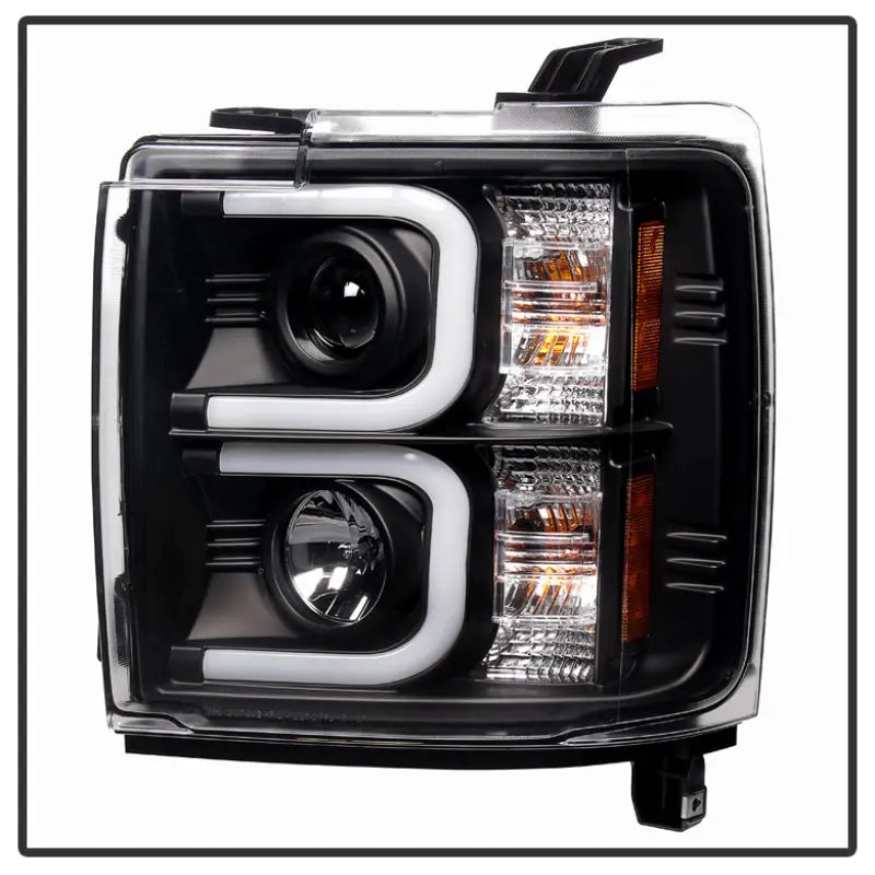 Spyder Chevy Silverado 2014-16 2500 HD Projector Headlights Light Bar DRL Blk PRO-YD-CSHD14-LBDRL-BK - Truck &