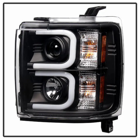 Spyder Chevy Silverado 2014-16 2500 HD Projector Headlights Light Bar DRL Blk PRO-YD-CSHD14-LBDRL-BK - Truck &