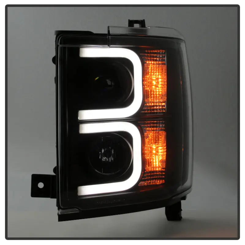 Spyder Chevy Silverado 2014-16 2500 HD Projector Headlights Light Bar DRL Blk PRO-YD-CSHD14-LBDRL-BK - Truck &